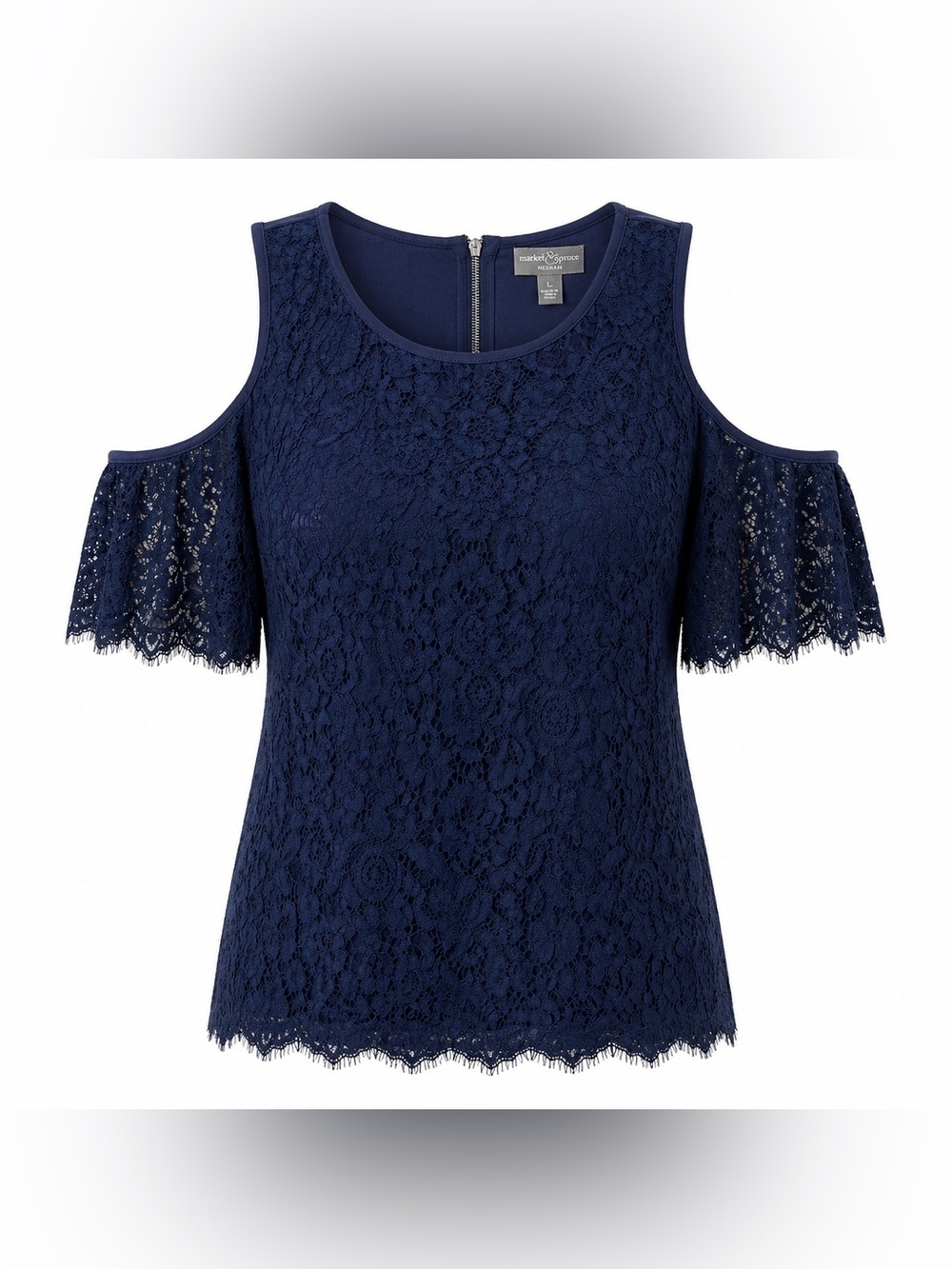 NWT Market & Spruce Meehan Cold Shoulder top - blue lace - 18